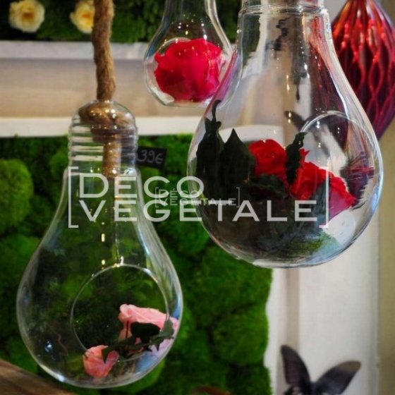 Composition florale stabilisée L'Envoutante – rose éternelle en ampoule verre Deco-Vegetale