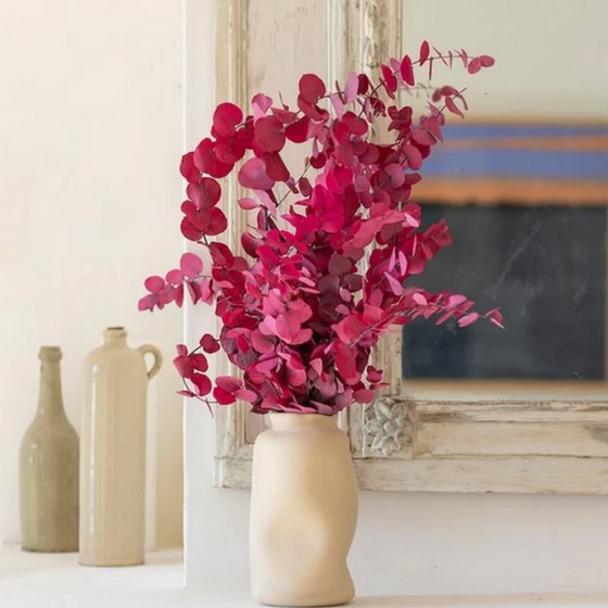 Bouquet d'eucalyptus stuartiana stabilisé framboise - fleurs naturelles stabilisées - Deco-Vegetale