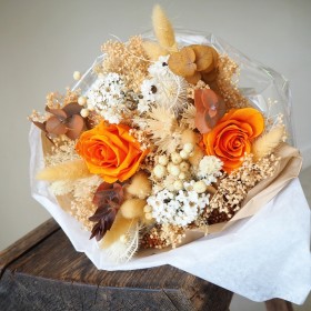 Bouquet de fleurs stabilisées séchées et roses stabilisées - collection Paris - Deco-Vegetale