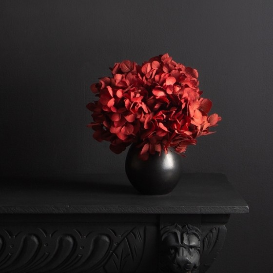 Bouquet d'hortensia stabilisé rouge - fleurs naturelles stabilisées - décoration intérieure - Deco-Vegetale