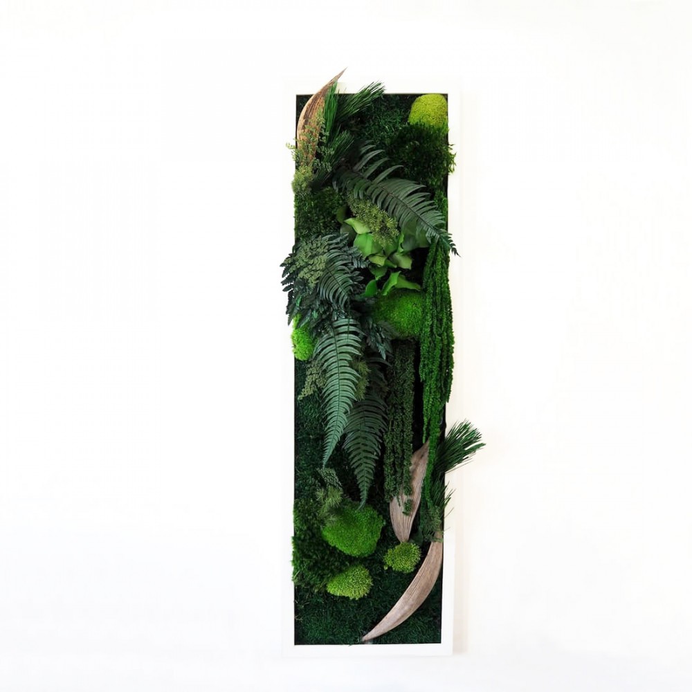 Tableau végétal stabilisé HARLY HARVEST  composition végétale format vertical  plantes naturelles stabilisées