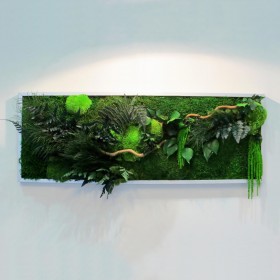 Tableau végétal stabilisé GREEN WAVE grand format feuillages naturels stabilisés décoration murale