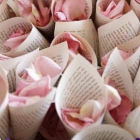 petales de Roses stabilisées roses emballées dans des feuilles de romans