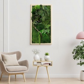 Tableau végétal stabilisé Texas en situation dans un salon, ambiance chaleureuse et naturelle