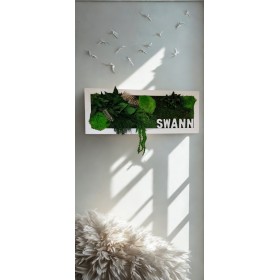 Tableau végétal personnalisé en végétaux stabilisés dans un intérieur contemporain