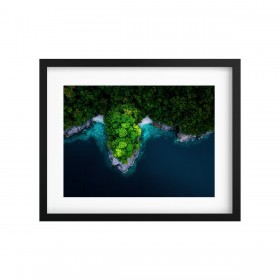 Tableau végétal stabilisé GREEN ISLAND PANAMA — plantes naturelles sur photo de paysage — collection voyage — Deco-Vegetale