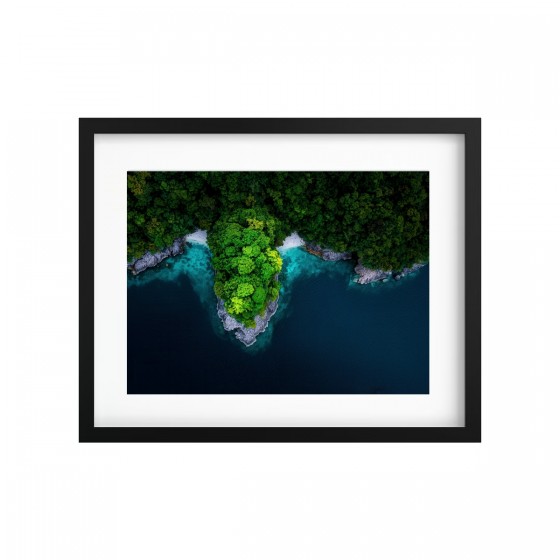 Tableau végétal stabilisé GREEN ISLAND PANAMA — plantes naturelles sur photo de paysage — collection voyage — Deco-Vegetale