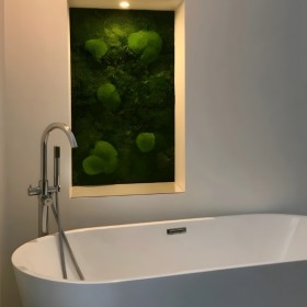 Tableau végétal FÉROÉ en mousse stabilisée dans une salle de bain