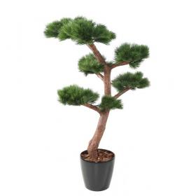 Arbre artificiel pin bonsaï synthétique avec pot de fleurs noir