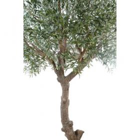 Détail réaliste du feuillage de l'olivier artificiel, feuilles vertes nuancées et tronc texturé pour un rendu naturel