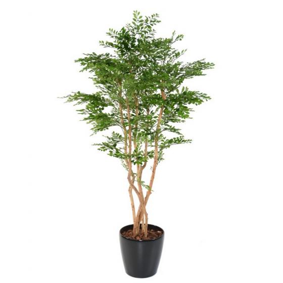 Gros plan sur le feuillage vert dense et réaliste de l'arbre artificiel acacia 180 cm