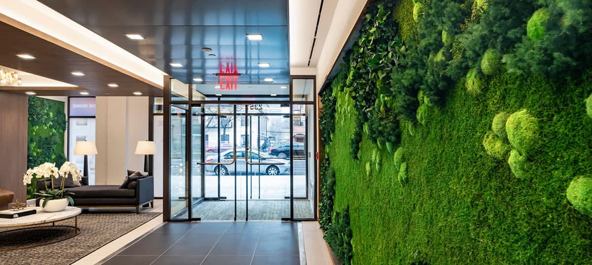Plant wall in a hotel entrance