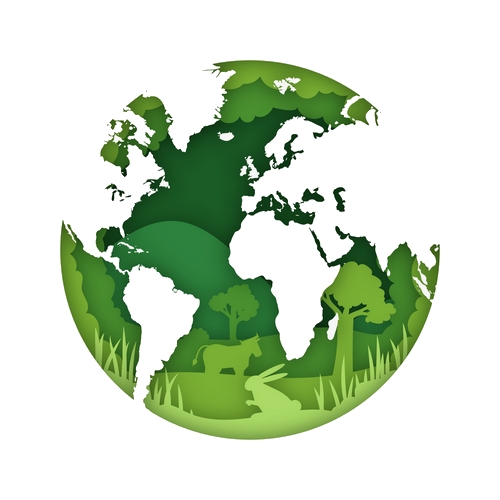 Illustration d'un globe terrestre stylisé en vert